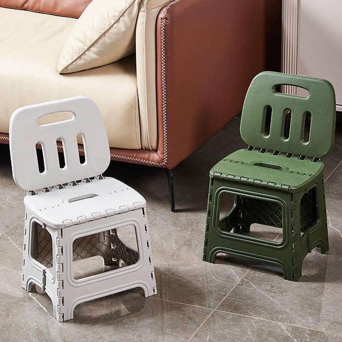 Modern Minimalist Plastic Square Low Stool With Backrest, Foldable & Portable For Living Room