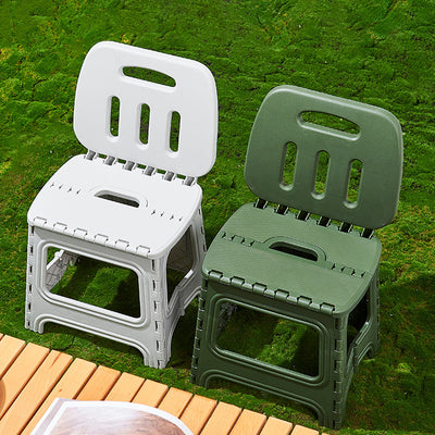 Modern Minimalist Plastic Square Low Stool With Backrest, Foldable & Portable For Living Room