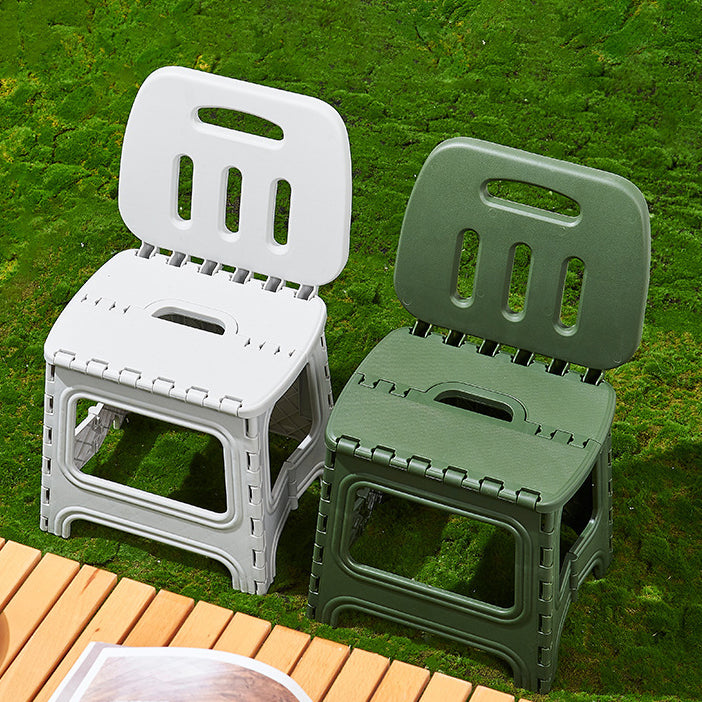 Modern Minimalist Plastic Square Low Stool With Backrest, Foldable & Portable For Living Room