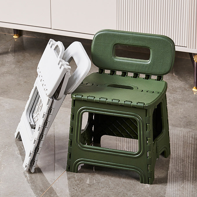Modern Minimalist Plastic Square Low Stool With Backrest, Foldable & Portable For Living Room