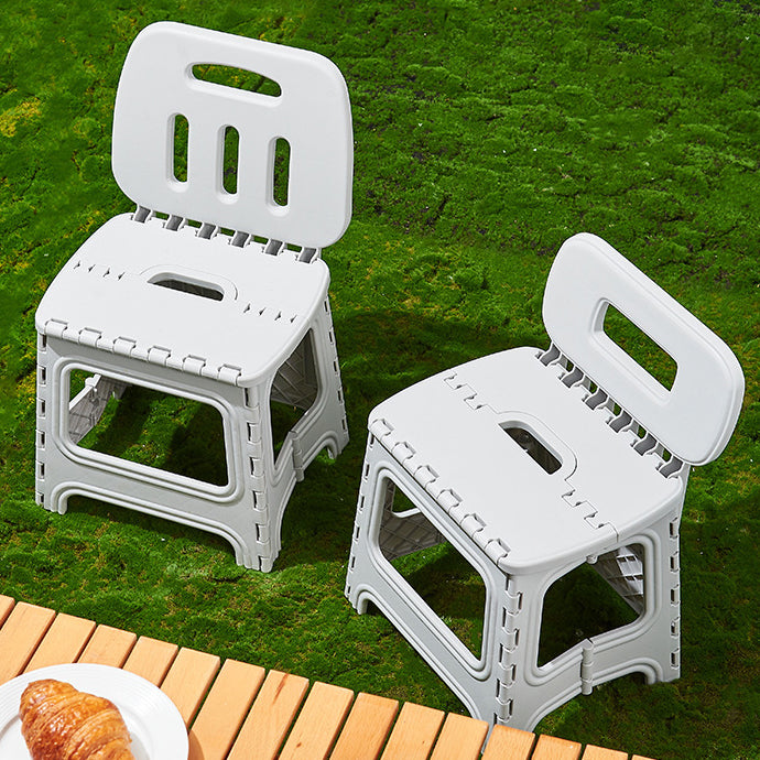 Modern Minimalist Plastic Square Low Stool With Backrest, Foldable & Portable For Living Room