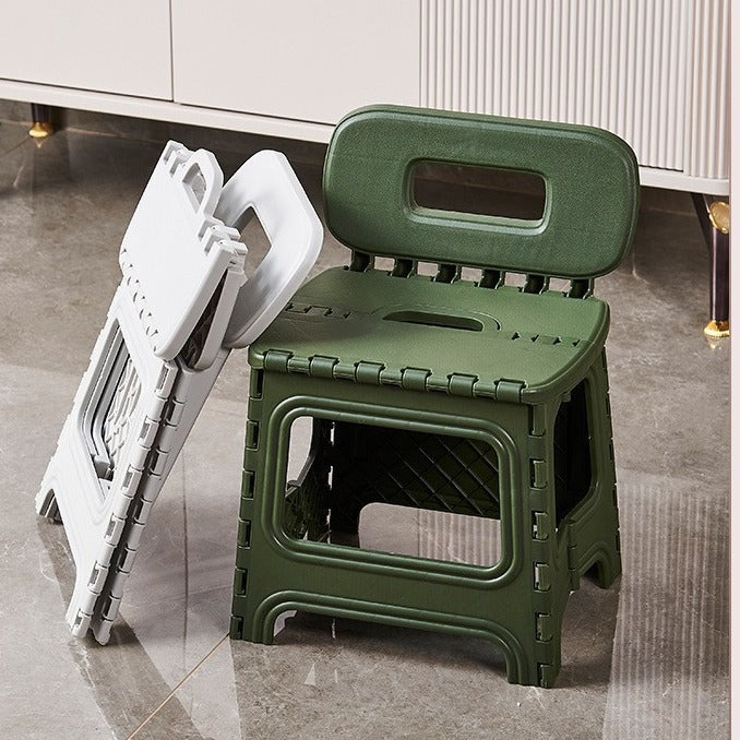 Modern Minimalist Plastic Square Low Stool With Backrest, Foldable & Portable For Living Room