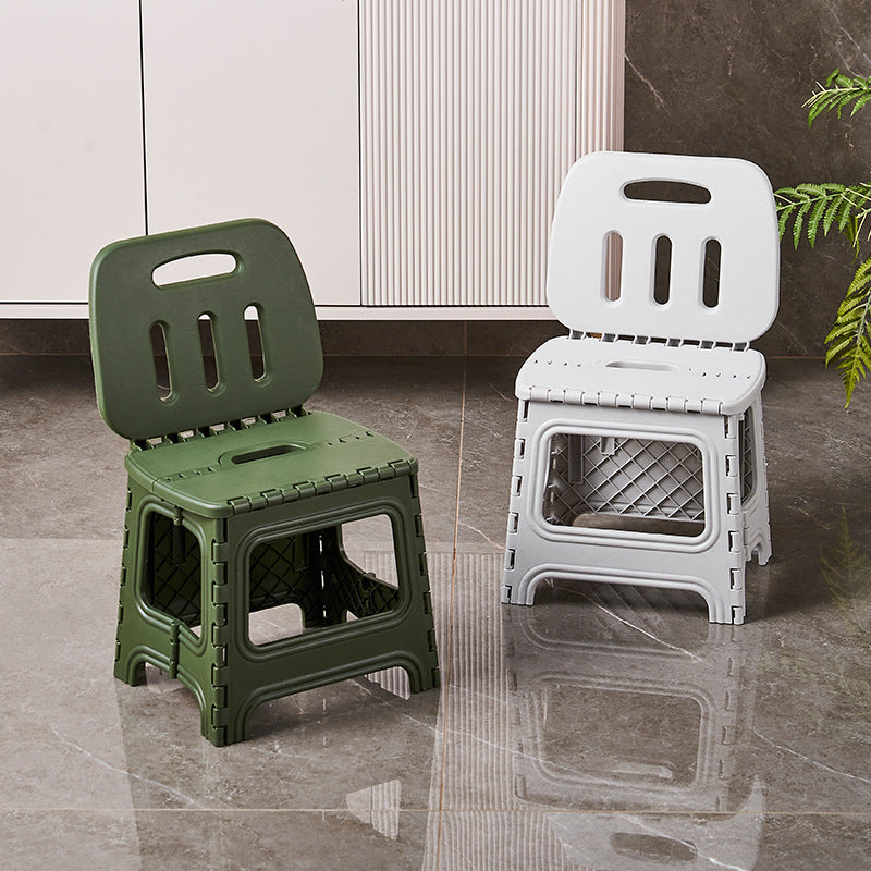 Modern Minimalist Plastic Square Low Stool With Backrest, Foldable &amp; Portable For Living Room