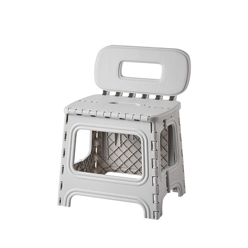 Modern Minimalist Plastic Square Low Stool With Backrest, Foldable & Portable For Living Room