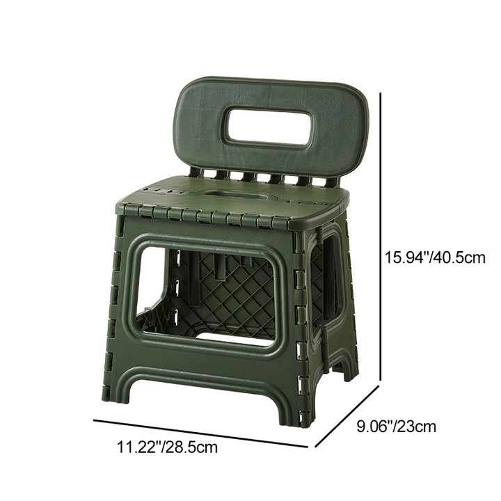Modern Minimalist Plastic Square Low Stool With Backrest, Foldable &amp; Portable For Living Room