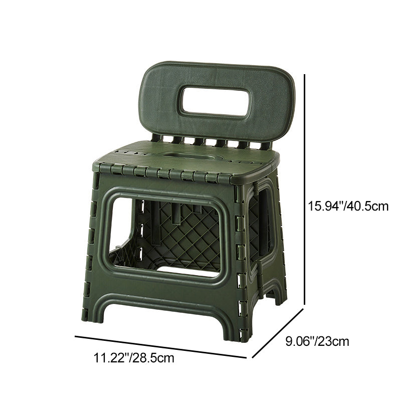 Modern Minimalist Plastic Square Low Stool With Backrest, Foldable & Portable For Living Room