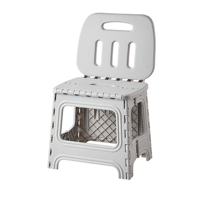 Modern Minimalist Plastic Square Low Stool With Backrest, Foldable & Portable For Living Room