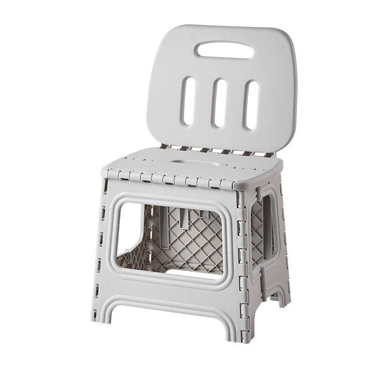 Modern Minimalist Plastic Square Low Stool With Backrest, Foldable & Portable For Living Room