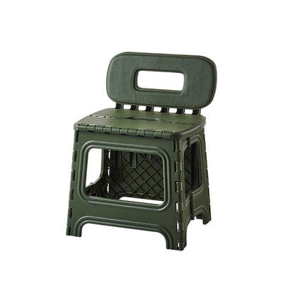 Modern Minimalist Plastic Square Low Stool With Backrest, Foldable & Portable For Living Room