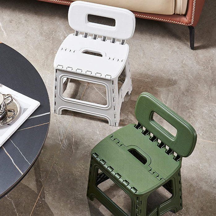 Modern Minimalist Plastic Square Low Stool With Backrest, Foldable & Portable For Living Room