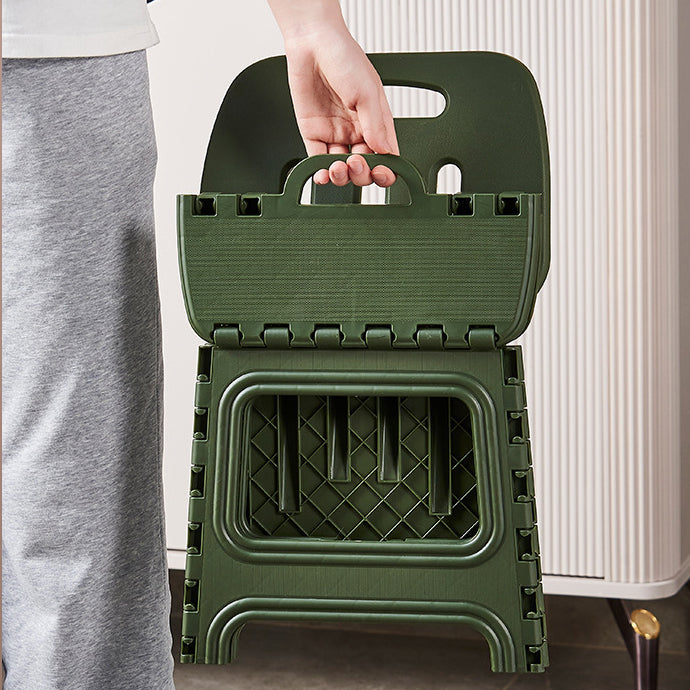 Modern Minimalist Plastic Square Low Stool With Backrest, Foldable & Portable For Living Room