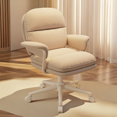 Modern Minimalist PU Leather Carbon Steel Square Cushion Desk Chair With Armrest & Backrest For Home Office