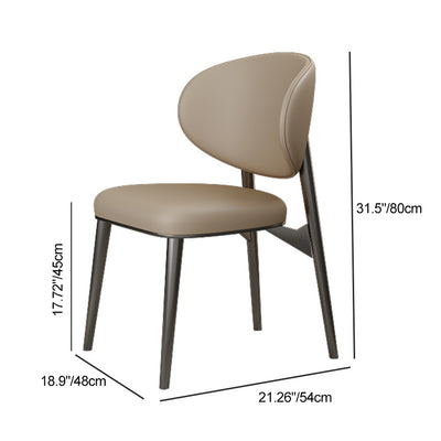 Modern Luxury Microfiber Leather & Carbon Steel Round Cushion Dining Chair With Backrest For Dining Room