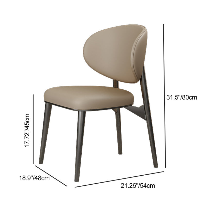 Modern Luxury Microfiber Leather & Carbon Steel Round Cushion Dining Chair With Backrest For Dining Room