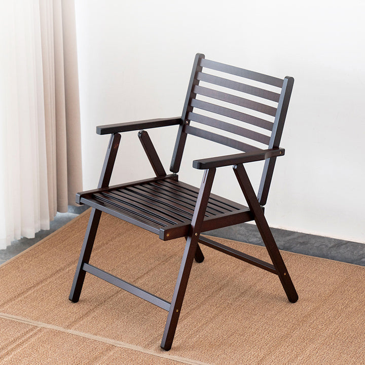 Chaise longue rectangulaire minimaliste moderne en bambou avec accoudoirs pliables pour jardin extérieur 