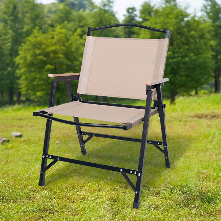Moderner minimalistischer Oxford-Stoff & Carbonstahl quadratischer Outdoor-Stuhl klappbare Armlehne für Outdoor-Camping 