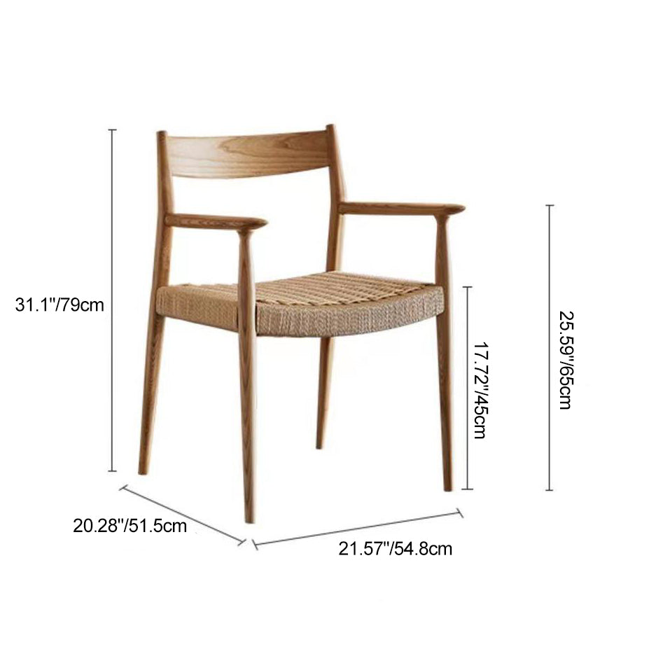 Moderner nordischer Holz- &amp; Seil-Quadrat-Esszimmerstuhl mit Armlehne &amp; Rückenlehne für das Esszimmer 