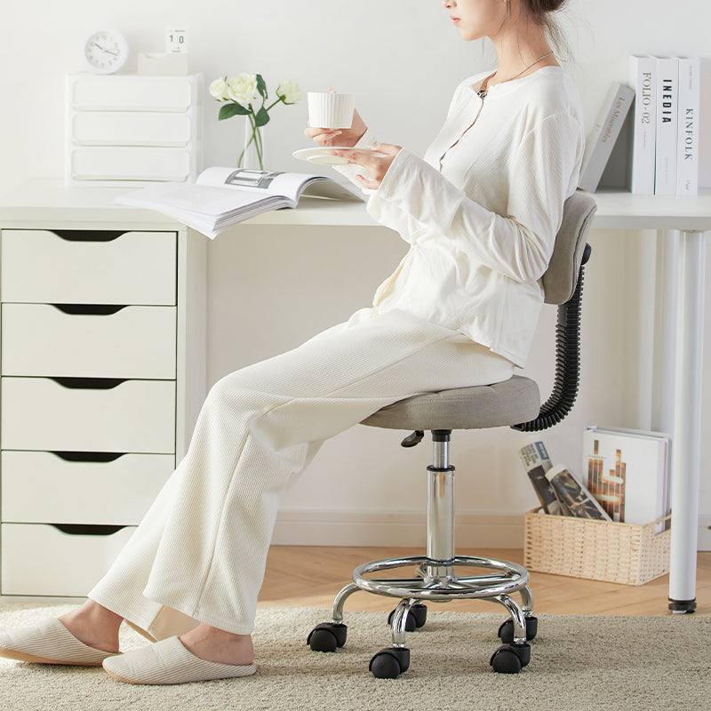 Moderner minimalistischer Stoff- &amp; Metall-Rundsitz-Schreibtischstuhl mit Rückenlehne &amp; verstellbarer Höhe für das Home Office 