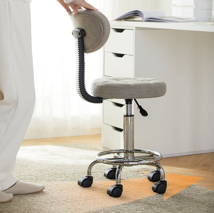 Moderner minimalistischer Stoff- &amp; Metall-Rundsitz-Schreibtischstuhl mit Rückenlehne &amp; verstellbarer Höhe für das Home Office 