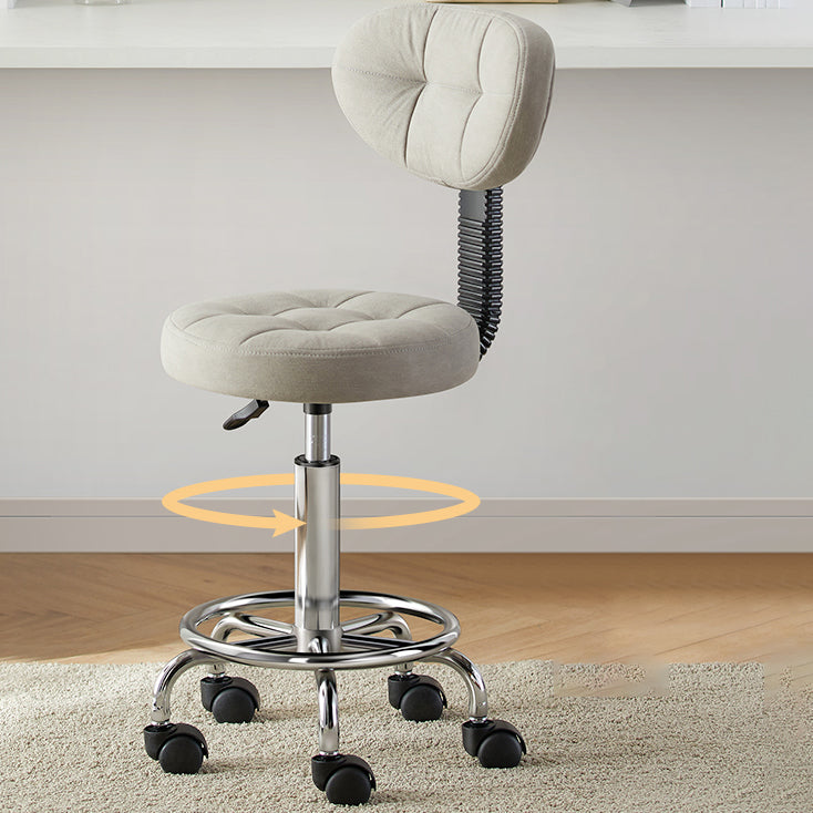 Modern Minimalist Fabric & Metal Round Seat Desk Chair Backrest & Adjustable Height For Home Office