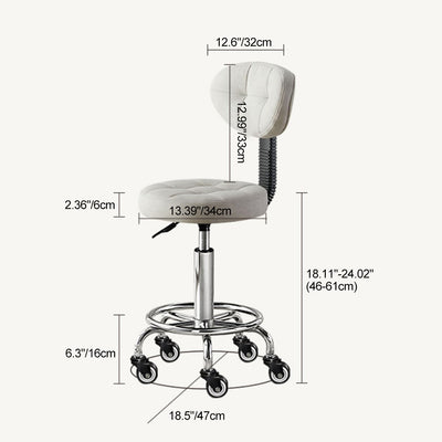 Modern Minimalist Fabric & Metal Round Seat Desk Chair Backrest & Adjustable Height For Home Office
