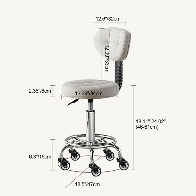 Modern Minimalist Fabric & Metal Round Seat Desk Chair Backrest & Adjustable Height For Home Office