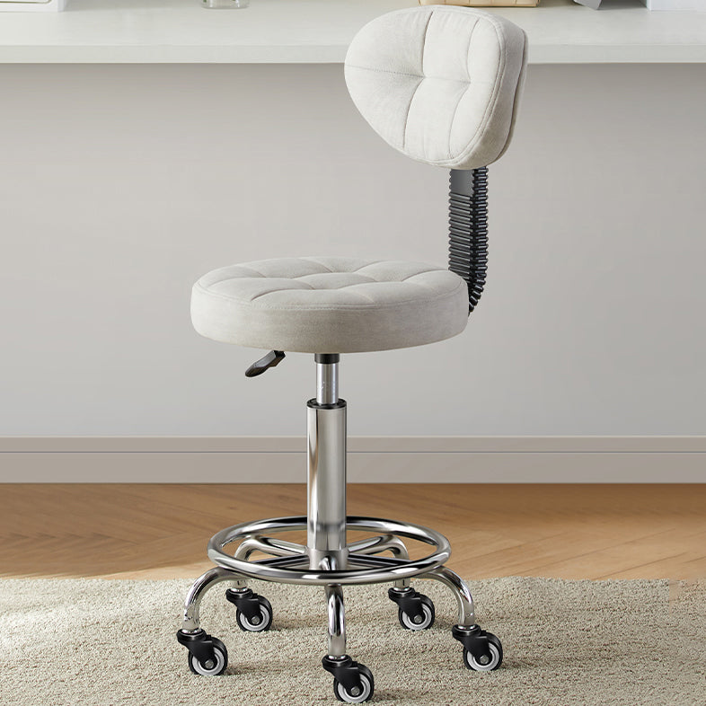 Modern Minimalist Fabric & Metal Round Seat Desk Chair Backrest & Adjustable Height For Home Office