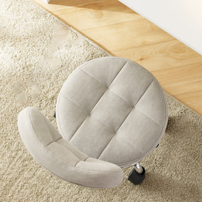 Modern Minimalist Fabric & Metal Round Seat Desk Chair Backrest & Adjustable Height For Home Office