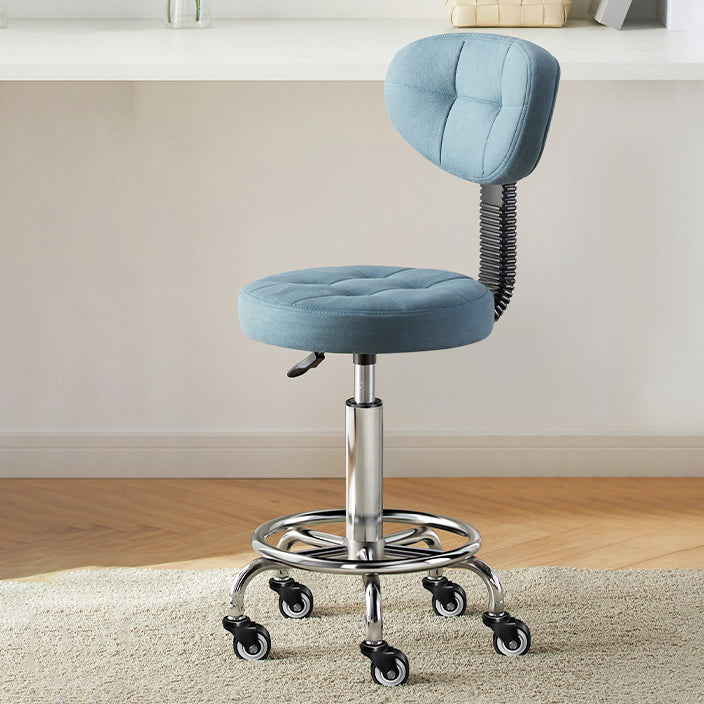 Modern Minimalist Fabric & Metal Round Seat Desk Chair Backrest & Adjustable Height For Home Office