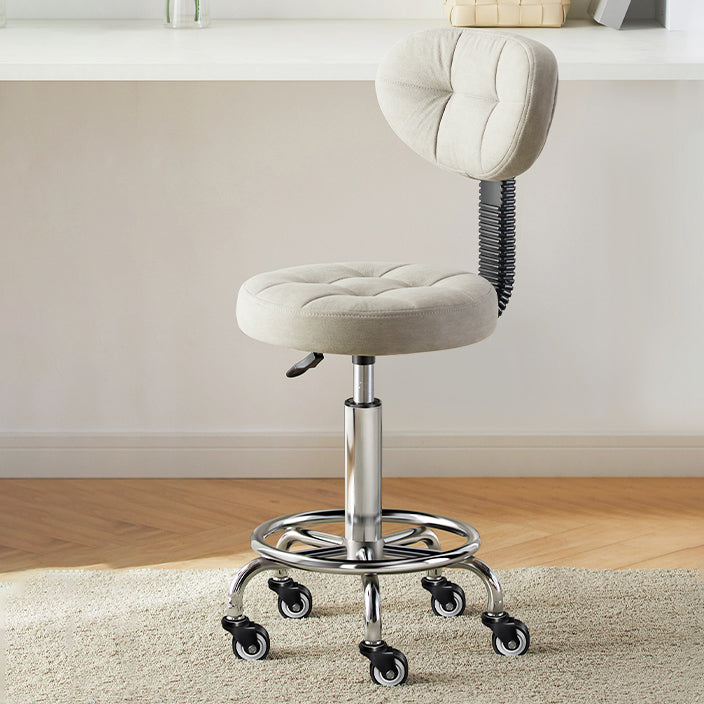 Modern Minimalist Fabric & Metal Round Seat Desk Chair Backrest & Adjustable Height For Home Office