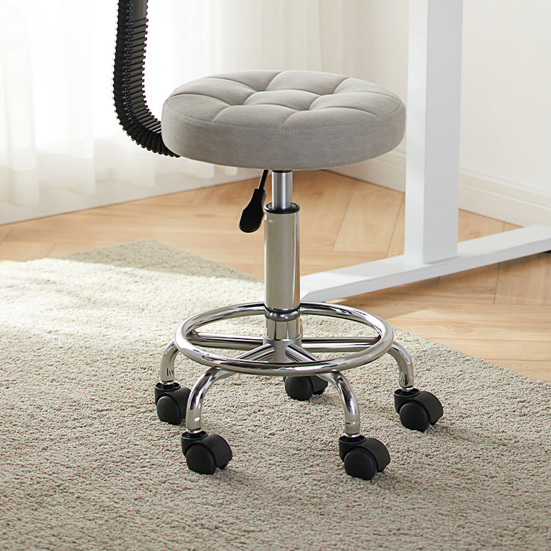 Modern Minimalist Fabric & Metal Round Seat Desk Chair Backrest & Adjustable Height For Home Office