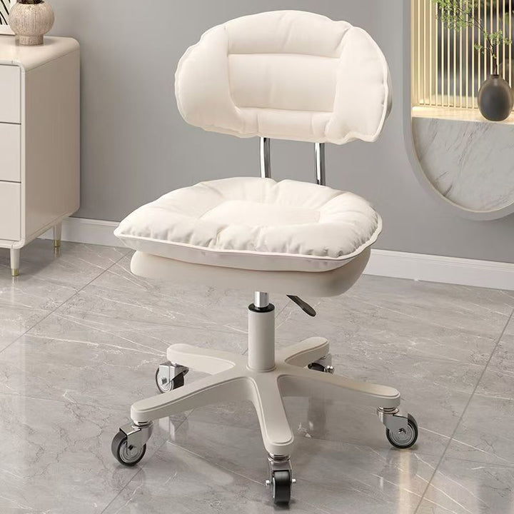 Chaise de bureau moderne minimaliste en cuir PU avec rembourrage carré en acier inoxydable, dossier courbé pour bureau à domicile 