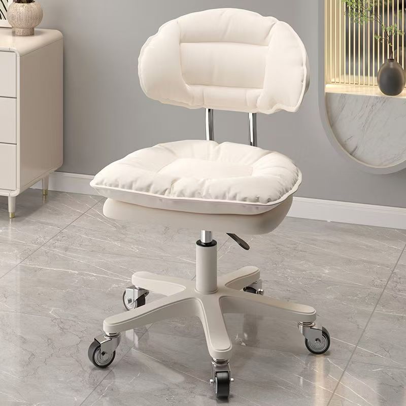 Modern Minimalist PU Leather Stainless Steel Square Upholstery Desk Chair Curved Backrest For Home Office