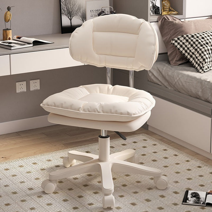Chaise de bureau moderne minimaliste en cuir PU avec rembourrage carré en acier inoxydable, dossier courbé pour bureau à domicile 