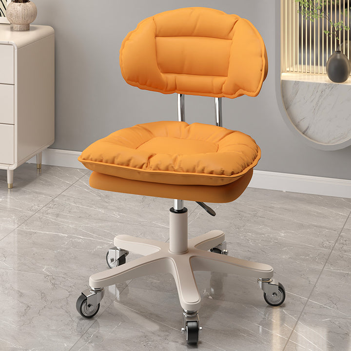 Chaise de bureau moderne minimaliste en cuir PU avec rembourrage carré en acier inoxydable, dossier courbé pour bureau à domicile 