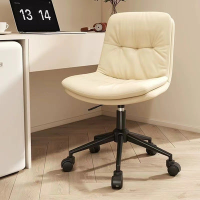 Modern Minimalist PU Leather Square Upholstered Desk Chair With Backrest And Casters For Home Office