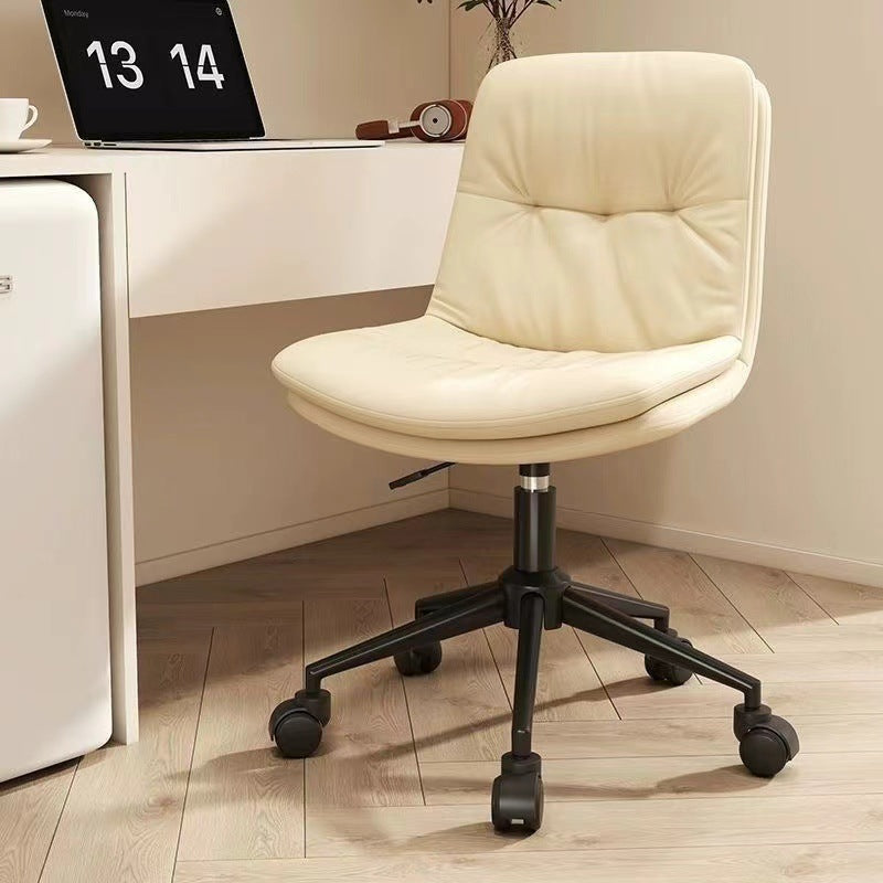 Modern Minimalist PU Leather Square Upholstered Desk Chair With Backrest And Casters For Home Office