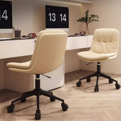Modern Minimalist PU Leather Square Upholstered Desk Chair With Backrest And Casters For Home Office