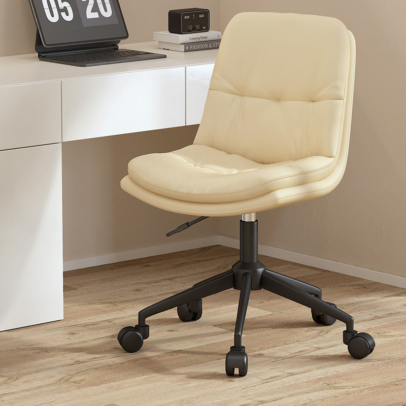 Modern Minimalist PU Leather Square Upholstered Desk Chair With Backrest And Casters For Home Office