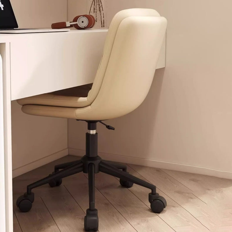 Modern Minimalist PU Leather Square Upholstered Desk Chair With Backrest And Casters For Home Office