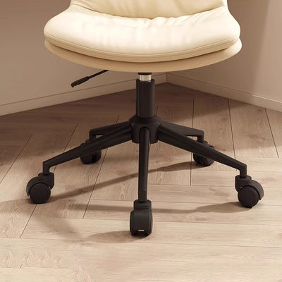 Modern Minimalist PU Leather Square Upholstered Desk Chair With Backrest And Casters For Home Office