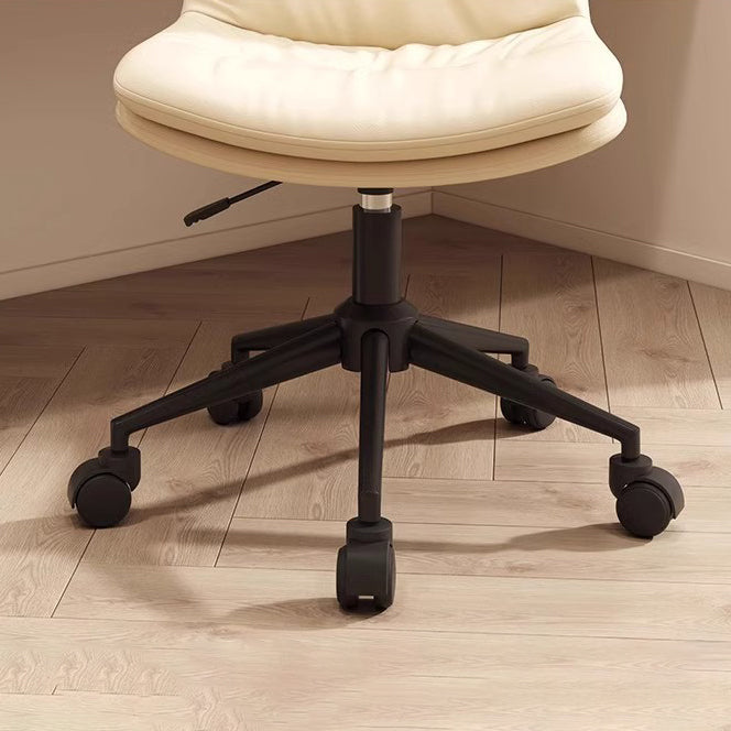Modern Minimalist PU Leather Square Upholstered Desk Chair With Backrest And Casters For Home Office