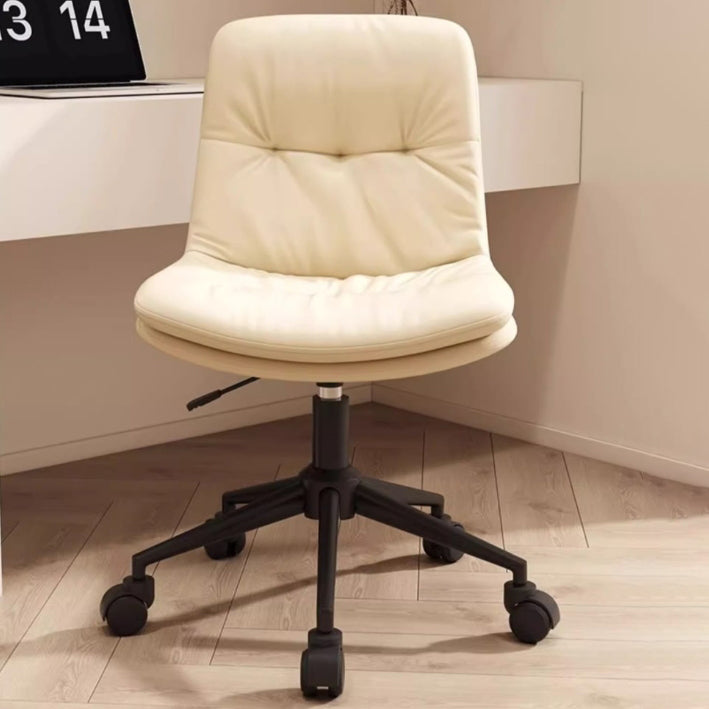 Modern Minimalist PU Leather Square Upholstered Desk Chair With Backrest And Casters For Home Office