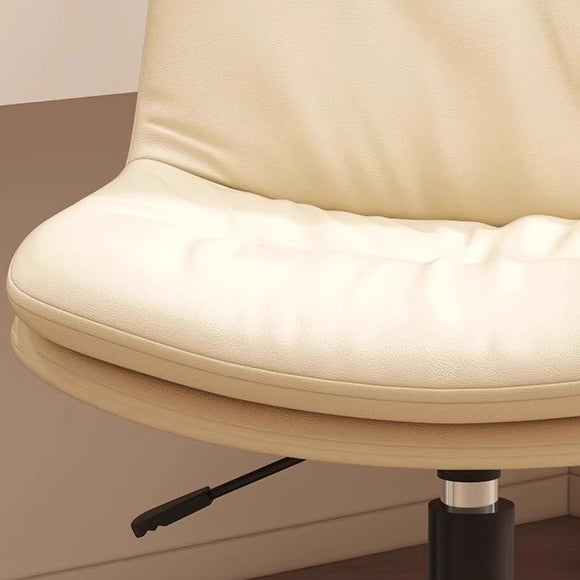 Modern Minimalist PU Leather Square Upholstered Desk Chair With Backrest And Casters For Home Office
