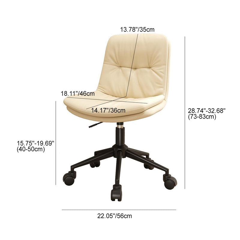 Modern Minimalist PU Leather Square Upholstered Desk Chair With Backrest And Casters For Home Office
