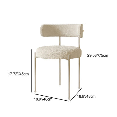 Contemporary Nordic Bouclé & Carbon Steel Round Back Dining Chair For Dining Room