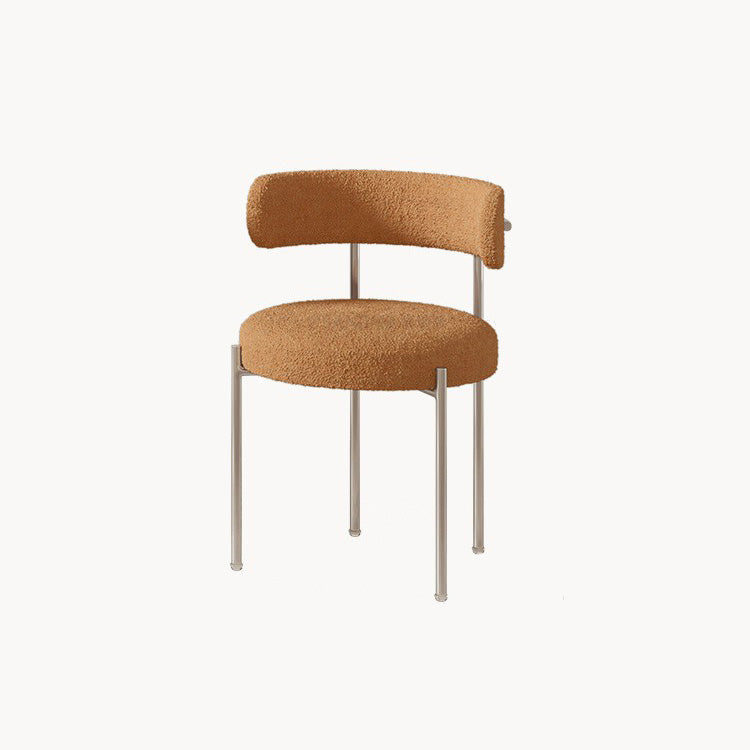 Contemporary Nordic Bouclé & Carbon Steel Round Back Dining Chair For Dining Room