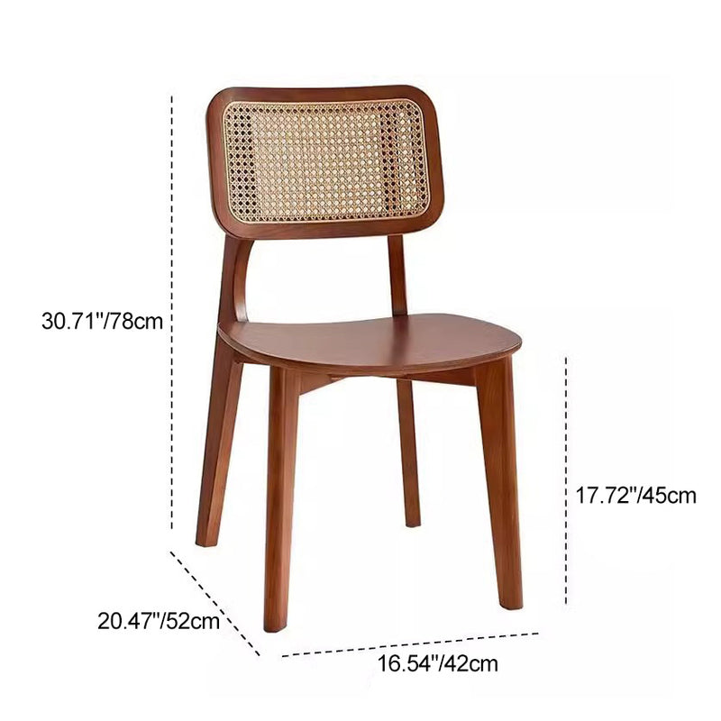 Contemporáneo Silla de Comedor Cuadrada de Madera Maciza Nórdica y Ratán con Respaldo Para Comedores 