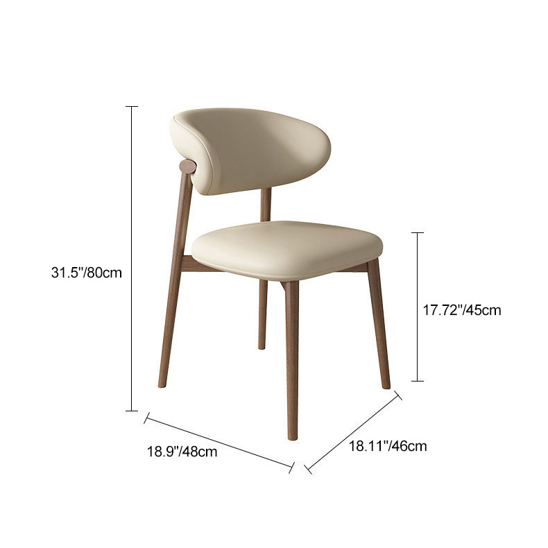 Silla de comedor contemporánea nórdica de madera y cuero sintético con respaldo redondo para comedor 
