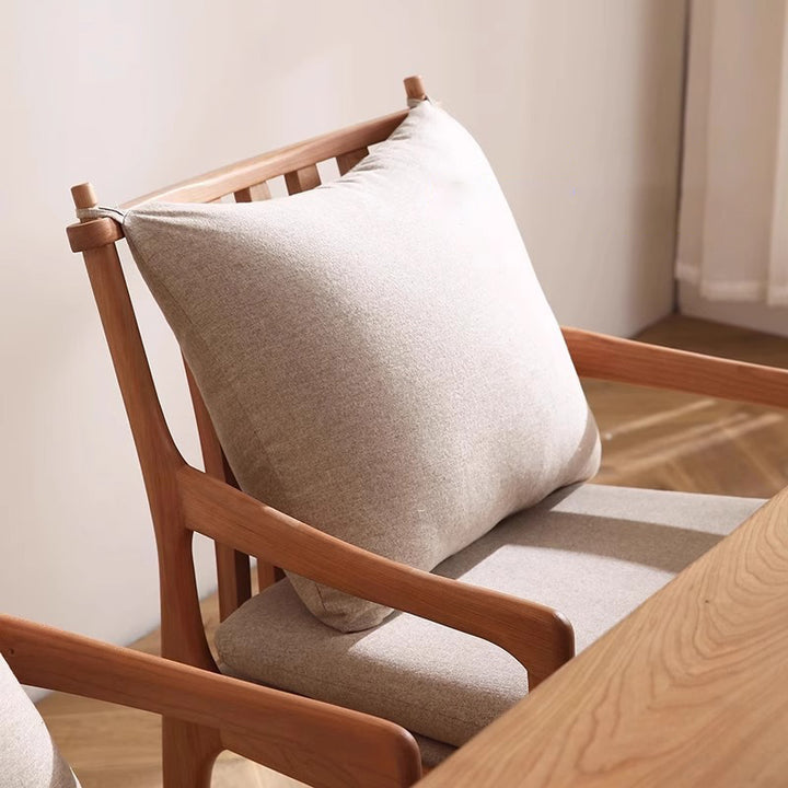 Chaise de salle à manger carrée en tissu et bois massif nordique contemporain avec dossier et accoudoirs pour salon et salle à manger 